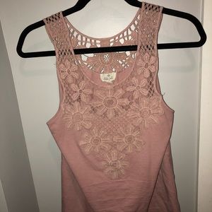 Coral lace tank